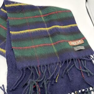 Cashmere‎ 70% /wool 30% Made In Scotland Men's Scarf Blue Plaid 3861